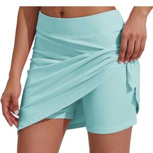 Ekouaer Women’s Mint Green Athletic Tennis Skort Built-In Shorts XXL